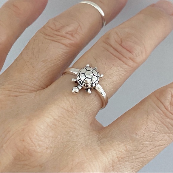 Sterling Silver Sea Turtle Ring, Silver Rings, Animal Ring, Beach, Ocean - Picture 5 of 12